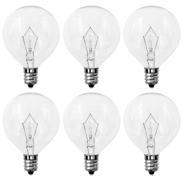 Imagem de Lâmpadas aquecedoras de cera, lâmpadas perfumadas de 25 watts para aquecedores cheiros de tamanho completo, lâmpada para aquecedor de vela globo G16.5 120V G16.5, lâmpada tipo base G50 E12, branco