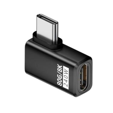 Imagem de cablecc Adaptador de extensão USB 5.0 de 80 Gbps (macho a fêmea) 240 W, 16 K, 8 K e 5 K, compatível com USB 4.0, Thunderbolt 3/4/5 (ângulo direito)