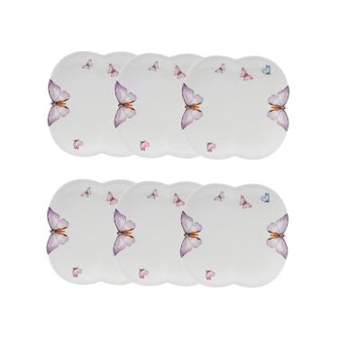 Imagem de Cj 6 Sousplats de Porcelana Branca Borboletas 27cm Wolff