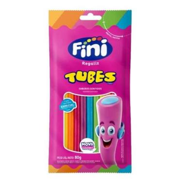 Imagem de Kit c/ 6 Bala Regaliz Sortida Trolls Fini Tubes Pacote 80g