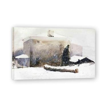 Imagem de LKXGRRSFG Impressão em tela First Snow Andrew Wyeth - Arte de realismo americano, aquarela e pintura de têmpera de ovo para decoração de casa 20 x 32 cm