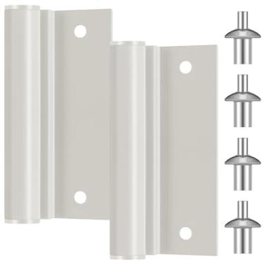 Imagem de MorningRo 2 conjuntos de dobradiças de porta de tela branca folha inferior de alumínio dobradiças de porta de tempestade peças de substituição compatíveis com portas de tela