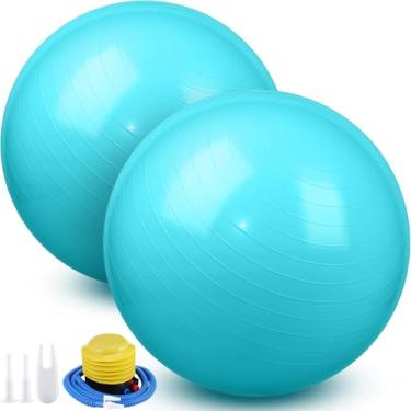 Imagem de Leyndo 2 peças de bola de ioga bola de exercício grande 66 polegadas exercício anti-explosão bola fitness parto com bomba, 65 cm para melhorar a postura, equilíbrio, ioga, pilates, treinamento