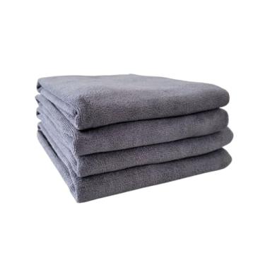 Imagem de Pano de Microfibra Elastano Multiuso Chão Limpeza Não Solta Fiapo Alta Absorção Uso Geral Vidros (Cinza, Kit 4 Pano 50x70cm)