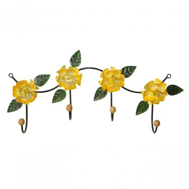 Imagem de Cabideiro Ferro 4 Lugares Flores Amarelas