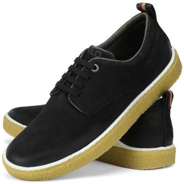 Imagem de Tênis Polo Skateboard Casual Masculino em Couro Nobuck Preto - Sapatof