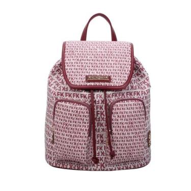 Imagem de Mochila Feminina Grande Fellipe Krein FK627 Monograma Vinho, Vinho