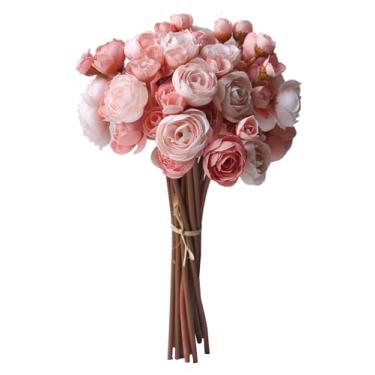 Imagem de 18 buquê de flores de ranúnculo de seda artificial para uso interno, para vaso, flores realistas com hastes dobráveis, arranjo floral para decoração de casa, casamento, artesanato DIY, festa, peça