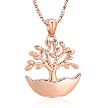 Imagem de Yinplsmemory Colar de cinzas de urna de árvore da vida, joia de cremação, para mulheres, memorial, amado, cinzas, Aço inoxidável, Sem Pedra Preciosa