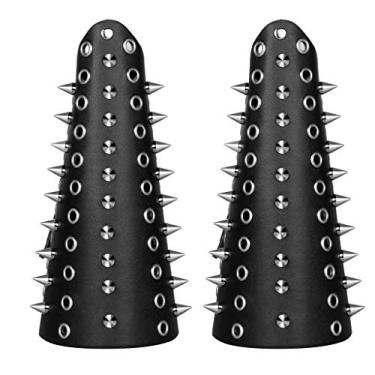 Imagem de Pulseira de couro com manopla de couro da Jeilwiy, braçadeiras medievais, braçadeiras viking, braçadeira, braçadeira, braçadeira, couro, punho, cosplay M Preto