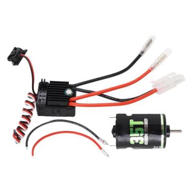 Imagem de Motor ESC combina universal alta torção 540 Motor escovado 60a ESC Kit com rolamento bidirecional Anti -interferência Design de baixo ruído para modificação RC Crawler DIY (35t)