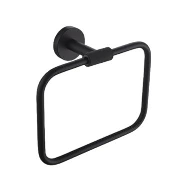 Imagem de Toalheiro serrilhado de latão preto fosco, porta-escovas de papel higiênico, dispensador de sabão, gancho para toalhas, ferragens para banheiro (anel para toalhas B)