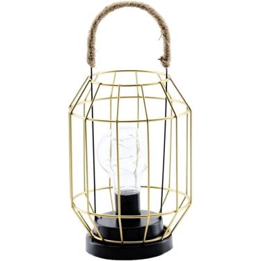 Imagem de Luminária Dourada Vintage Decoração Industrial Luz LED 27cm