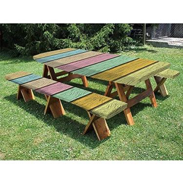 Imagem de Toalha de mesa colorida de madeira, conjunto de 3 peças, para uso ao ar livre/churrasco/acampamento, 76 x 182 cm