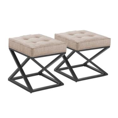 Imagem de Kit 02 Pufe Estilo Industrial Quadrado Pés Metal Mônaco - Due Decor, L