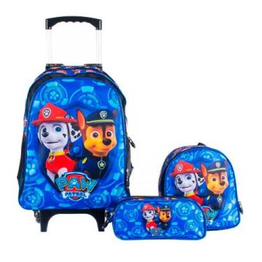 Imagem de Kit Mochila Patrulha Canina Menino com Rodinhas + Lancheira Térmica + 