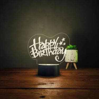 Imagem de Luminária De Mesa Led Decorativo Abajour Happy Birthday