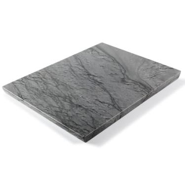 Imagem de Koville Tábua de pastelaria de mármore natural para cozinha, bandeja de mármore de 40,6 cm x 30,5 cm para corte e placa de charcutaria para bancada, bandeja de pastelaria resistente a queijos de pedra