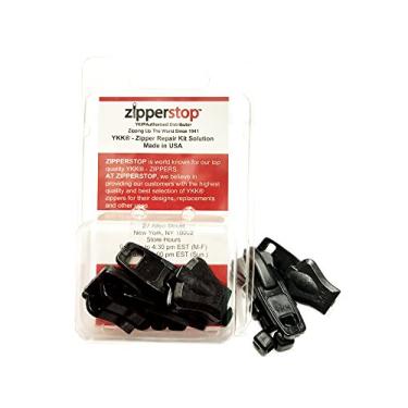 Imagem de YKK Kit De Reparo Zíper Solution Vislon Nº 10, Deslizante/Puxador Plástico - Travas Superiores () Em Caixa Tipo Concha Com Cabide (Fechadura Automática, Preto, 2 Puxadores Superiores)