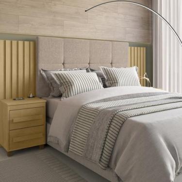 Imagem de Cabeceira Estofada Extensível Casal/queen/king com 2 Mesas de Apoio 4 