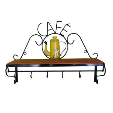 Imagem de Prateleira De Café Porta Tempero 60cm Tema Bule Amarelo Sudeste Rústico