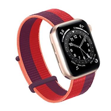 Imagem de Bifeiyo Pulseira esportiva de nylon para Apple Watch séries 10, 9, 8, 7, 6, 5, 4, 3, 2 e 1 e SE Ultra(38/40/41/S10-42 mm, vermelho bilateral)