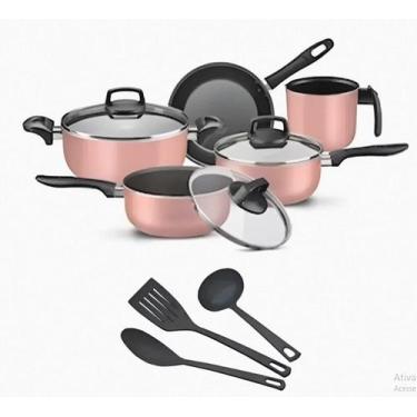 Imagem de Jogo 8 Pç Panela Antiaderente Teflon Rose - Alumínio Imperial