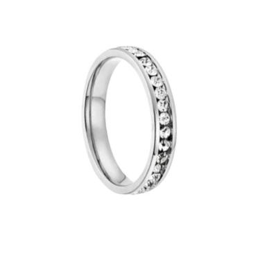 Imagem de Anel Namoro Prata 3mm Pedras Brancas Relacionamento Compromisso - Alph