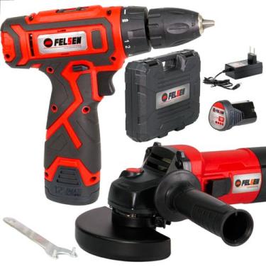 Imagem de Combo Parafusadeira Profissional 12v Esmerilhadeira angular Lixadeira 