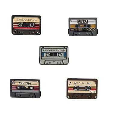 Imagem de Conjunto de broche de fita magnética para mulheres e homens, brincos de fita magnética tipo caixa vintage, broche de fita de rádio de acrílico, Halloween, RPG, brilhante, festa, festival, fantasia