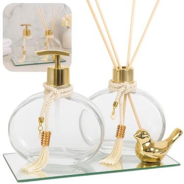 Imagem de Kit Lavabo Jolie 300ml Difusor E Saboneteira Com Bandeja Luxo - Seven 