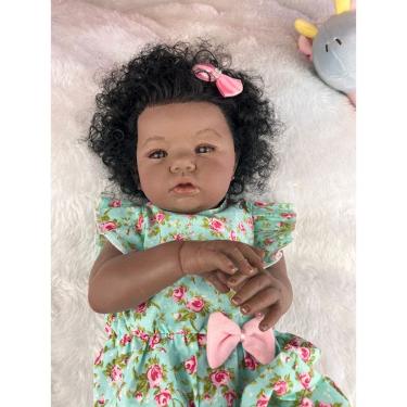 Imagem de Bebe Reborn Menina Cabelinho Afro Pode Dar Banho