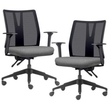 Imagem de Kit 2 Cadeiras de Escritório Giratória Diretor Flow F02 Base Preta Lin