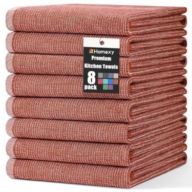 Imagem de Homaxy Toalhas de cozinha premium (45,7 cm x 71,1 cm, pacote com 8), toalhas de mão de cozinha grandes de algodão, toalhas de prato planas e felpudas, conjunto de toalhas de chá altamente absorvente
