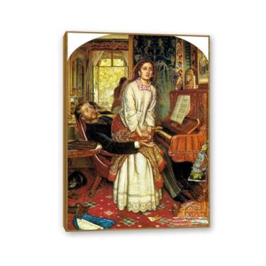 Imagem de Pintura famosa William Holman Hunt Arte de parede O Despertar da Consciência Impressão em tela Presente Sala de Estar Impressão Decoração de Quarto Obras de Arte 100x70cm (99.1x71.1 cm) Moldura teca