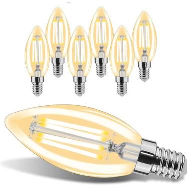 Imagem de Lâmpada LED Rnyloas B11 regulável 4W 2700K 500lm E12 120V, pacote com 