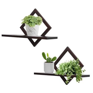 Imagem de Prateleiras flutuantes para parede, prateleira decorativa de parede, prateleira suspensa para suporte de exibição de armazenamento de plantas, decoração interna para sala de estar, escritório