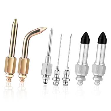 Imagem de 7un Kit Acessórios para Pistola Lubrificação, Incluindo 2 Bicos Pistola Lubrificação 1 Dispensador Agulhas 2 Adaptadores Bicos Borracha Bico Bico Direito Curvo para Espaços Estreitos Apertados