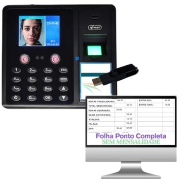 Imagem de Relógio Ponto Reconhecimento Facial com Programa de Gerenciamento Sem Mensalidade e Pendrive