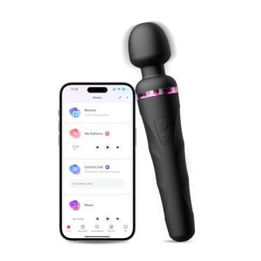 Imagem de LOVENSE Domi 2 Massageador Clássico para mulheres, varinha vibradora clássico, estimulador poderoso e silencioso com cabeça rotativa dupla, controle de aplicativo de telefone Bluetooth Preto