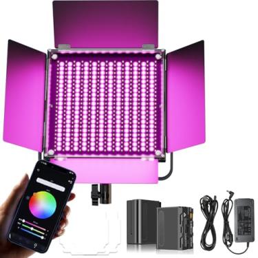 Imagem de Kit de iluminação RGB para fotografia de painel com 2 baterias 8400mAh 45W RGB YouTube Studio 2600k-10000k CRI 97+ HSI 360Full