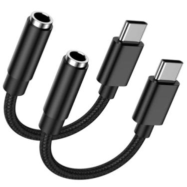 Imagem de Adaptador de fone de ouvido USB tipo C para 3,5 mm, cabo USB C para cabo de dongle de áudio auxiliar, compatível com Samsung Galaxy, Huawei P30, Xiaomi, Oneplus, pacote com 2