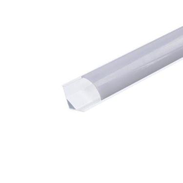 Imagem de Perfil Sobrepor Canto Para Fita Led 2 Metros Branco Difusor Leitoso - 