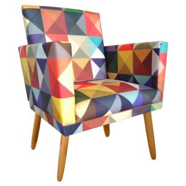 Imagem de Poltrona Decorativa Nina Cr suede triangulo colorido leitura - JBF