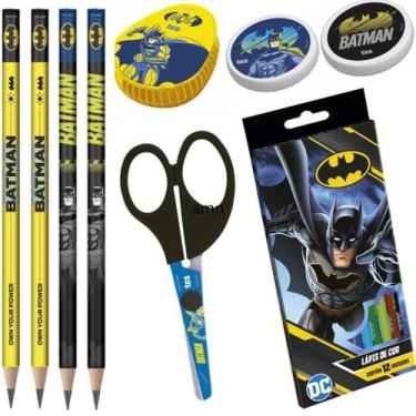 Imagem de Kit Batman com Lapis, Borracha e Apontador Tris, Kit3 Ap.Amarelo Cor T
