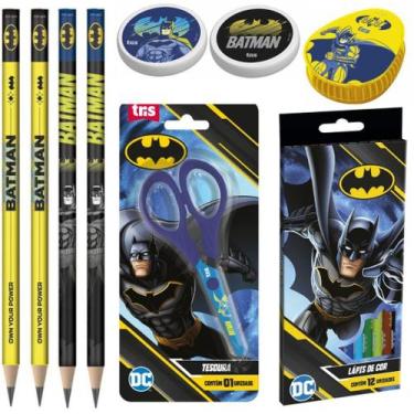Imagem de Kit Batman com Lapis, Borracha e Apontador Tris, Kit3 Ap.Amarelo Cor T