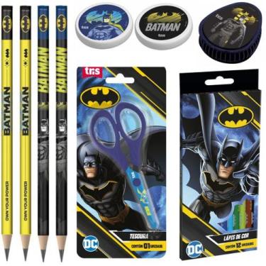 Imagem de Kit Batman com Lapis, Borracha e Apontador Tris, Kit3 Ap.Azul CorTesou