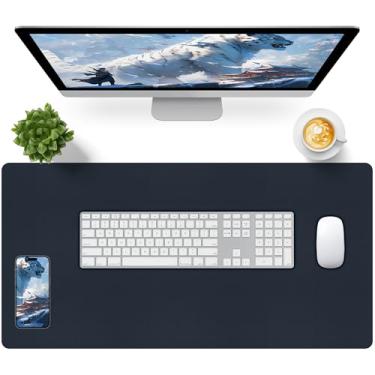 Imagem de Bloss Tapete de mesa azul, tapete de mesa para mesa, tapete de teclado de couro grande à prova d'água, tapete de computador para escritório/casa/decoração (80 x 40 cm)