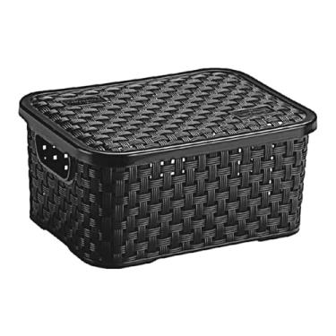 Imagem de CESTO ORGANIZADOR RATTAN PP PRETO C/TAMPA