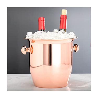 Imagem de Balde de gelo para festas Balde de gelo de aço inoxidável engrossado alça binaural restaurante bar vinho champanhe balde bebida balde de gelo vaso de gelo recipiente de gelo balde de vinho